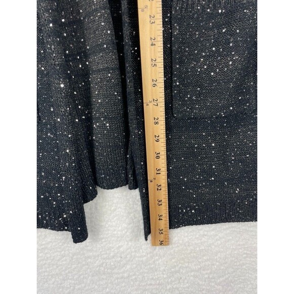 Sioni Sequin Cardigan Women’s Size L Long Sleeve Open Front Black Sparkle NWT - Picture 5 of 9